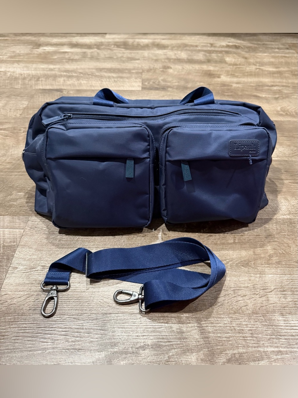 Lipault Espresso Original 19" Weekend Bag Pockets Zipper Carry On Luggage Navy